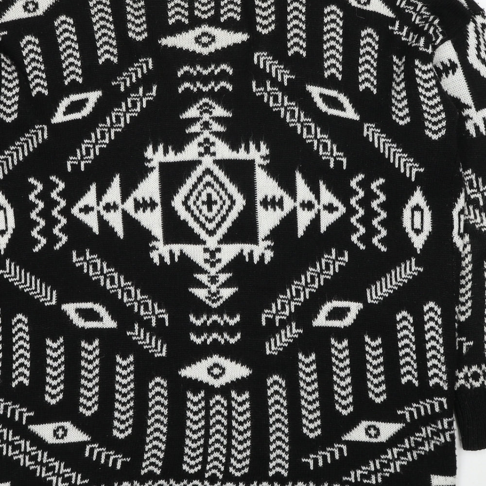 Divided by H&M Womens Black V-Neck Geometric Acrylic Cardigan Jumper Size M