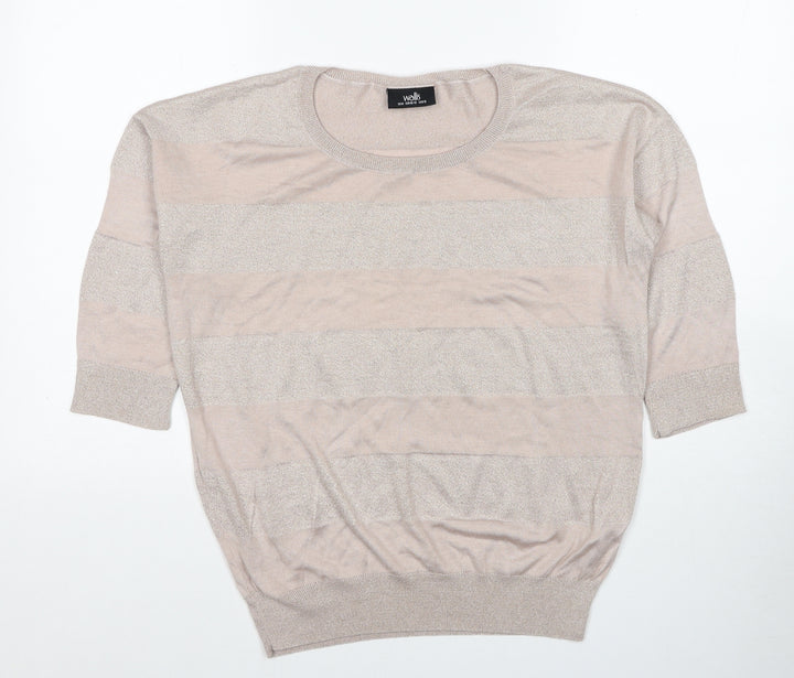 Wallis Womens Beige Round Neck Viscose Pullover Jumper Size M