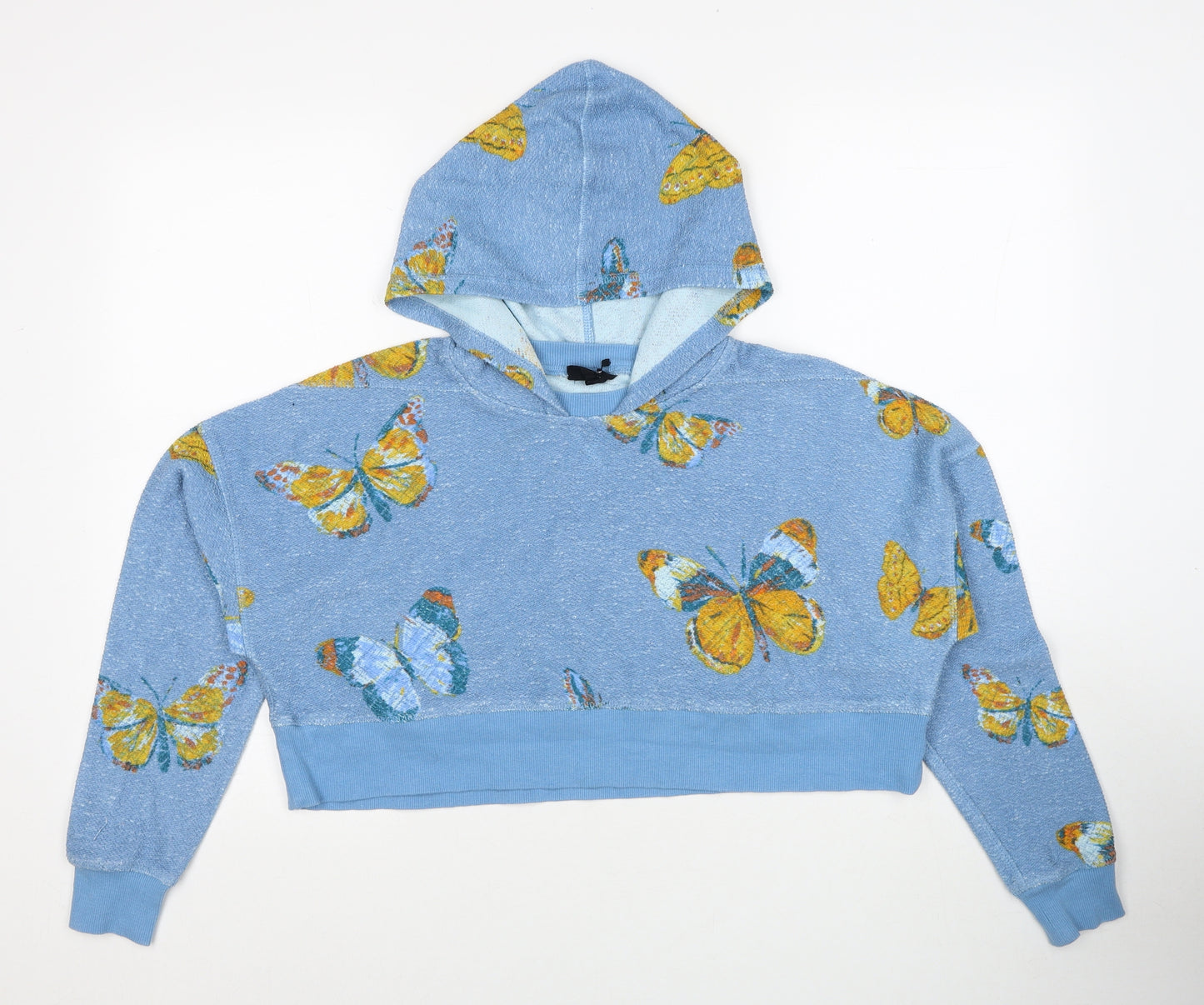 Urban Outfitters Womens Blue Geometric Cotton Pullover Hoodie Size S Pullover - Butterfly Pattern