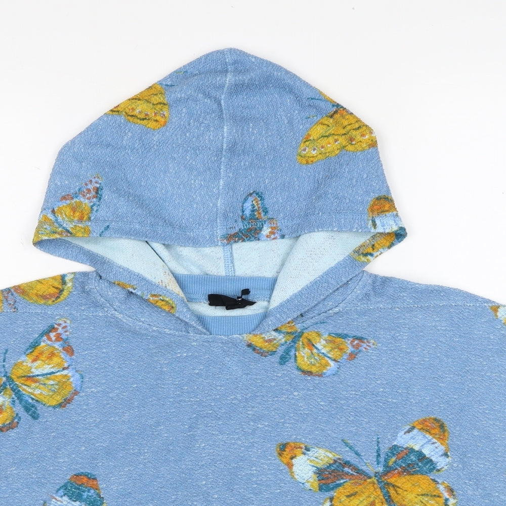 Urban Outfitters Womens Blue Geometric Cotton Pullover Hoodie Size S Pullover - Butterfly Pattern