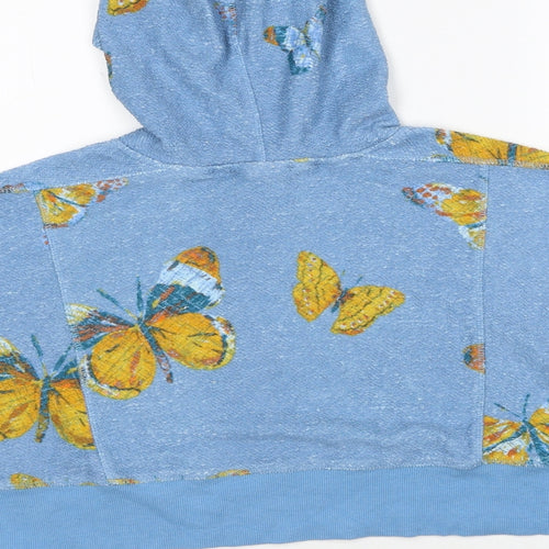Urban Outfitters Womens Blue Geometric Cotton Pullover Hoodie Size S Pullover - Butterfly Pattern