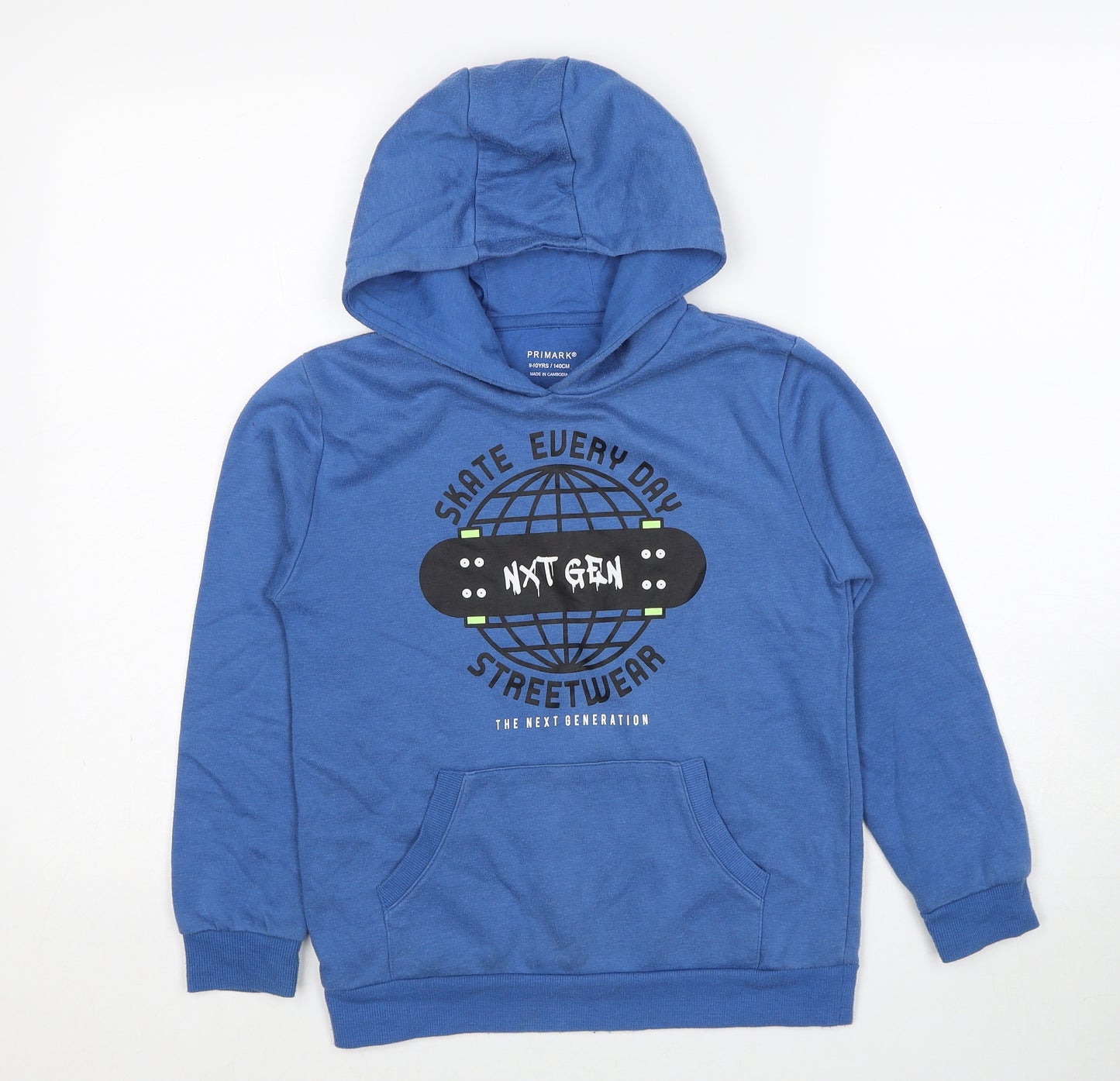 Primark Boys Blue Cotton Pullover Hoodie Size 9-10 Years Pullover - Skate