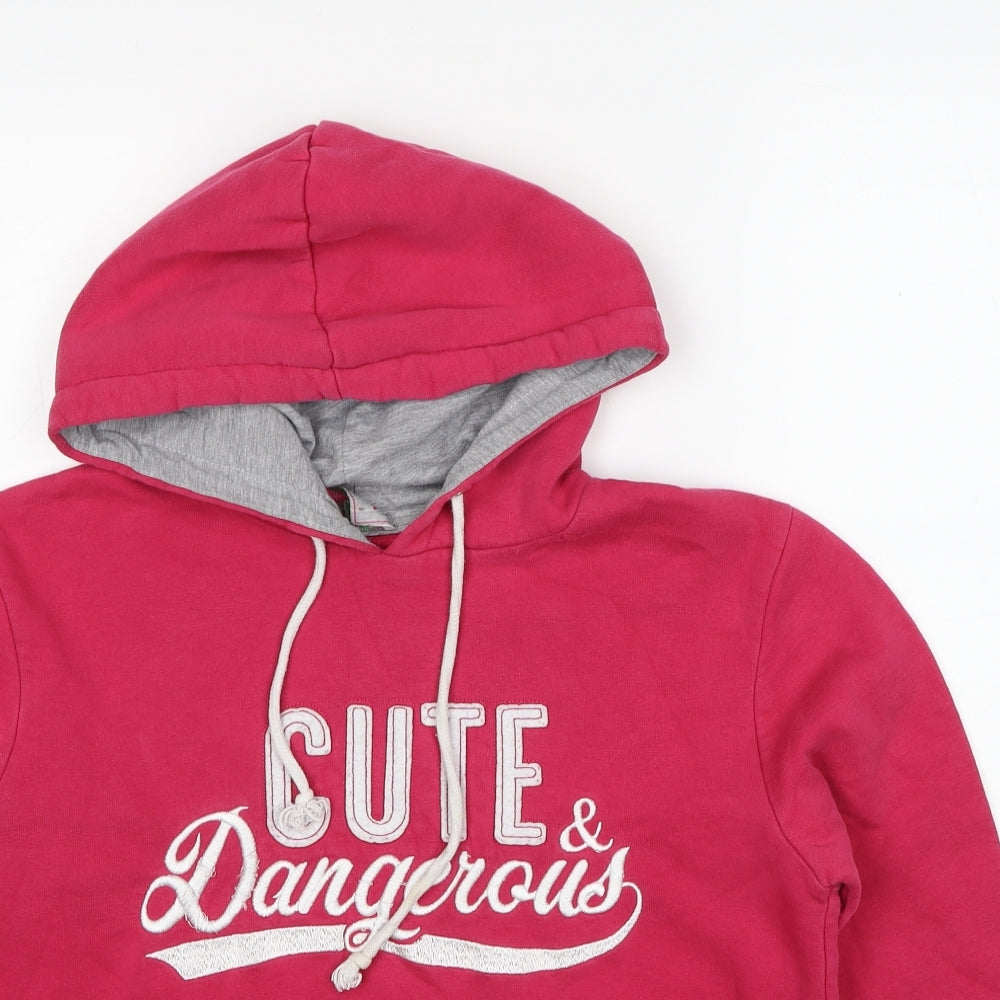 T-Box Womens Pink Cotton Pullover Hoodie Size L Pullover - Cute & Dangerous