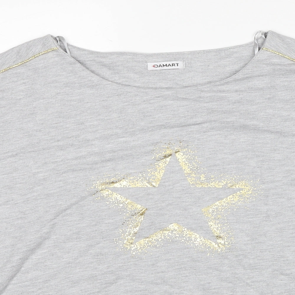 Damart Womens Grey Cotton Pullover Sweatshirt Size 18 Pullover - Star Pattern Size 18-20