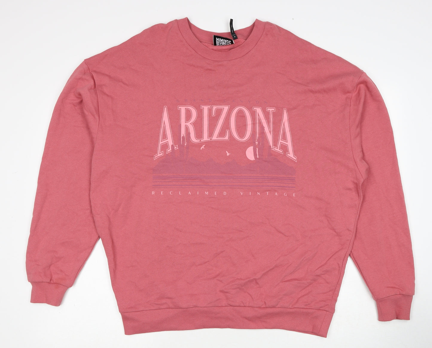 Reclaimed Vintage Mens Pink Cotton Pullover Sweatshirt Size M - Arizona Unisex