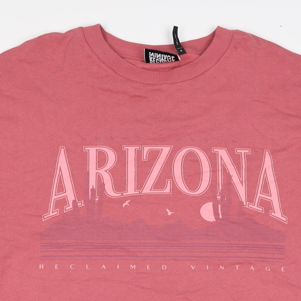 Reclaimed Vintage Mens Pink Cotton Pullover Sweatshirt Size M - Arizona Unisex