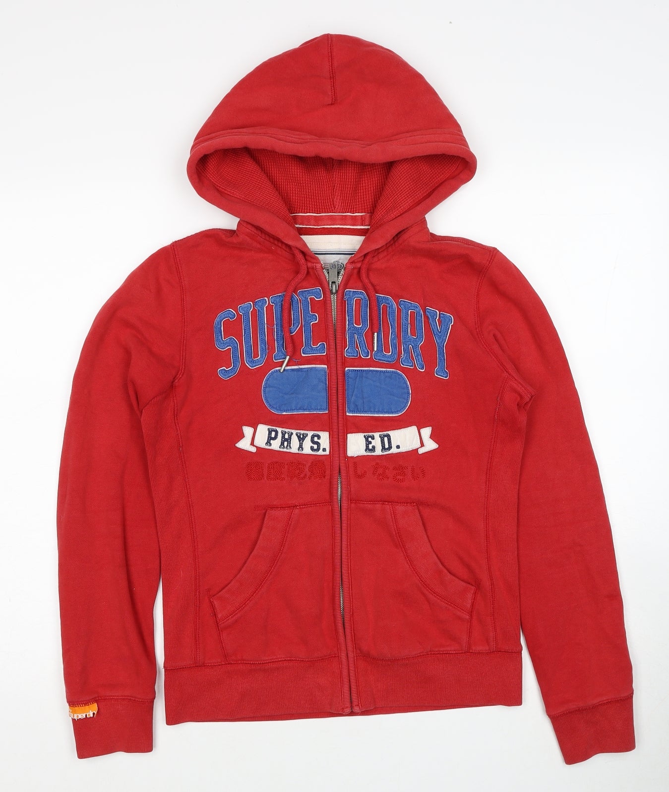 Superdry Mens Red Cotton Full Zip Hoodie Size S