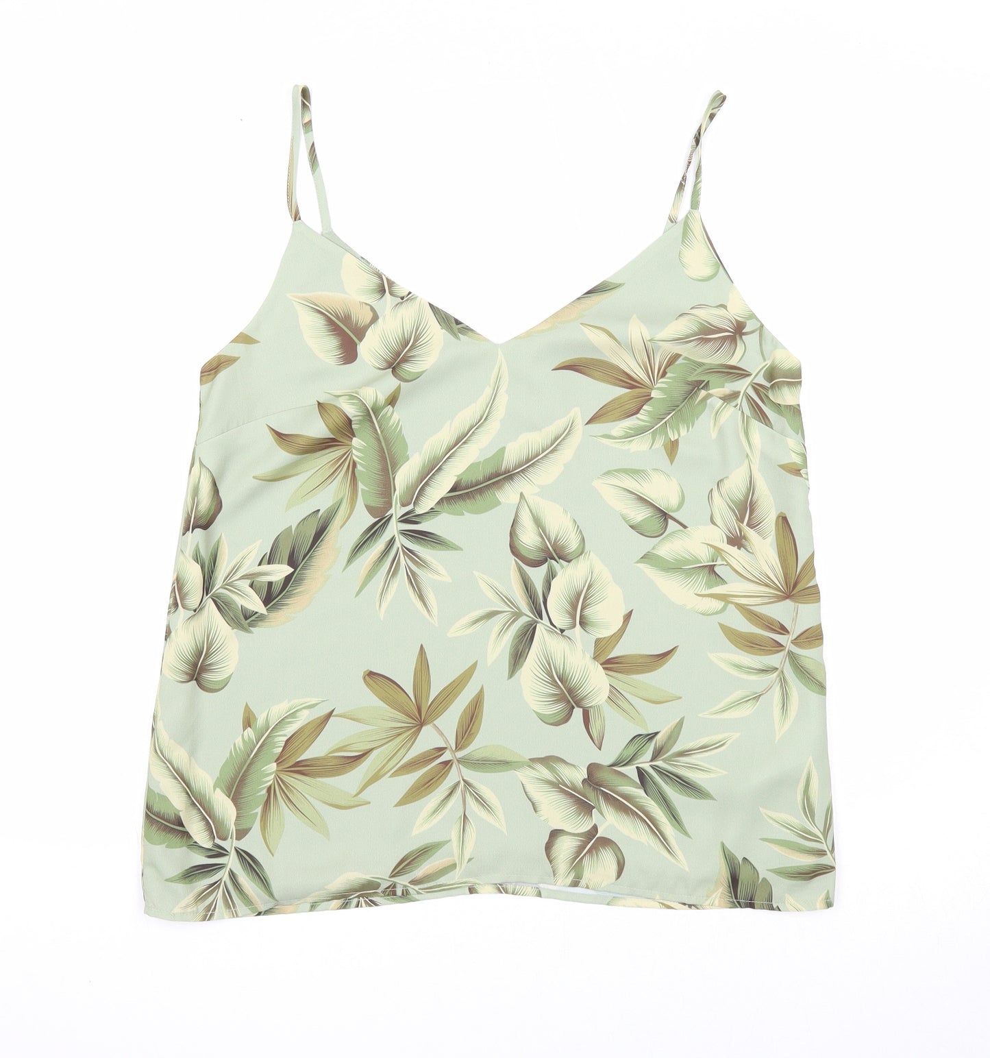 Oasis Womens Green Geometric Polyester Basic Tank Size 12 V-Neck