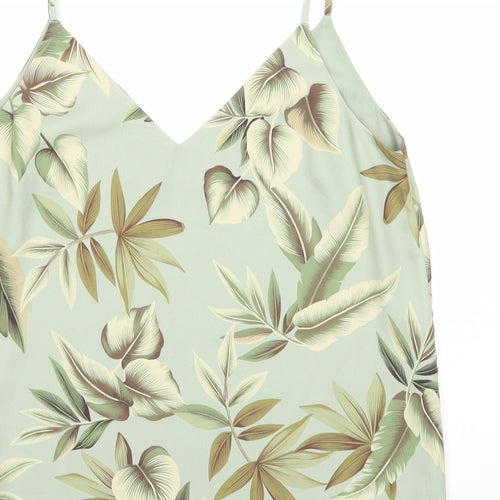Oasis Womens Green Geometric Polyester Basic Tank Size 12 V-Neck