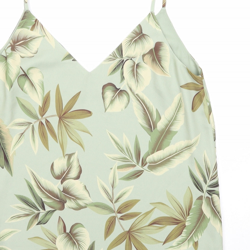 Oasis Womens Green Geometric Polyester Basic Tank Size 12 V-Neck