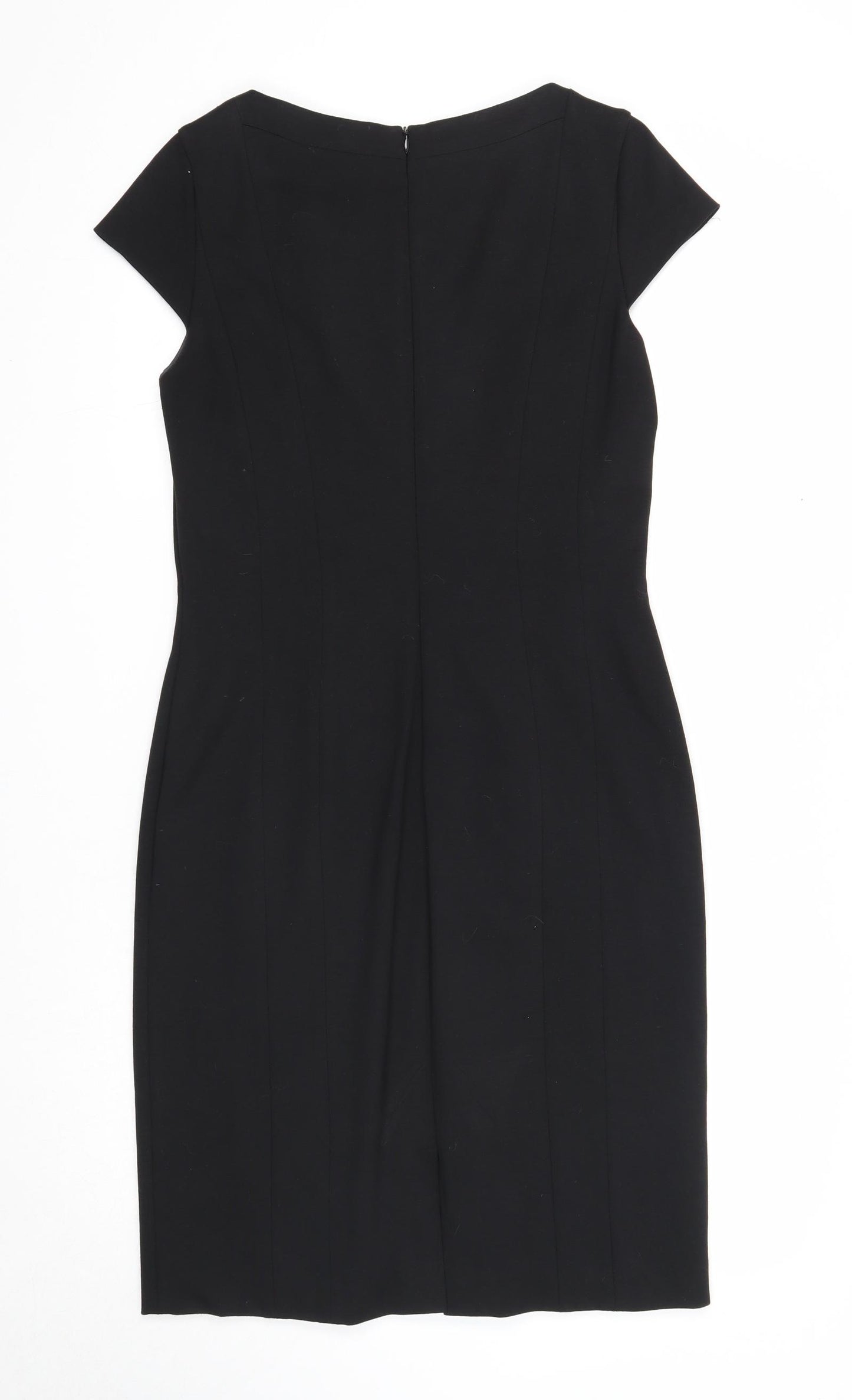 Laurel Womens Black Colourblock Viscose A-Line Size 12 Round Neck Zip