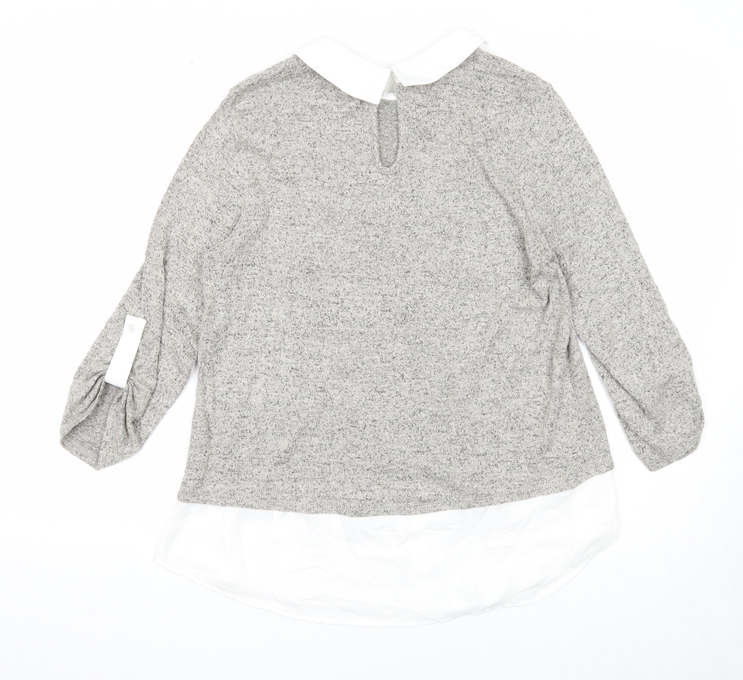 Faith and joy Womens Grey Collared Viscose Pullover Jumper Size M