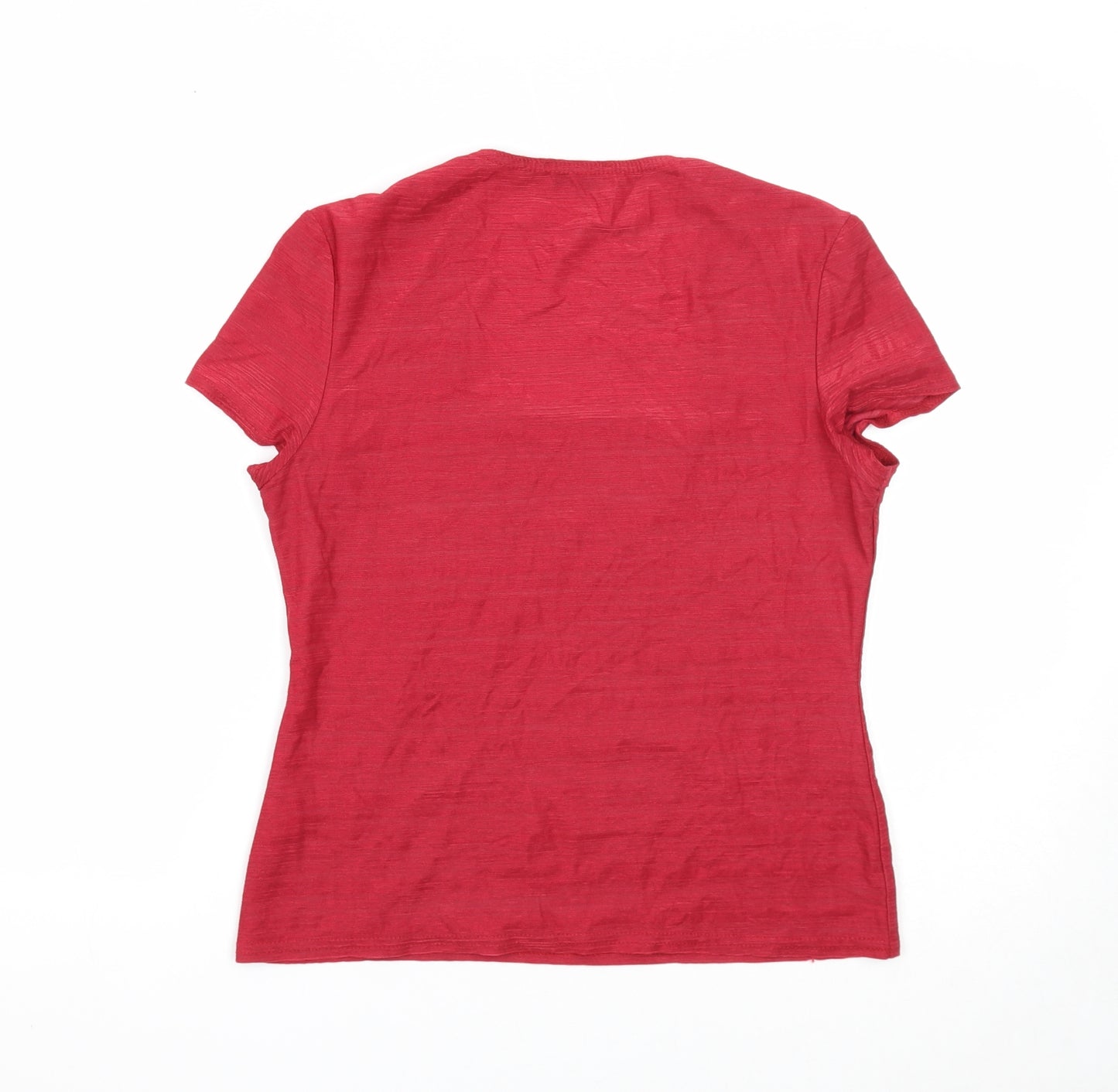 Kaliko Womens Red Polyester Basic T-Shirt Size 12 Square Neck