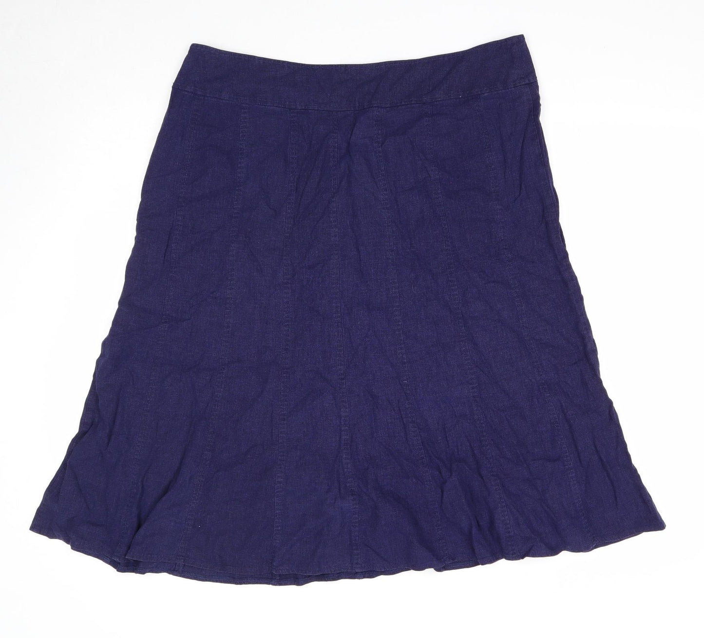 EWM Womens Blue Linen Swing Skirt Size 18 Zip