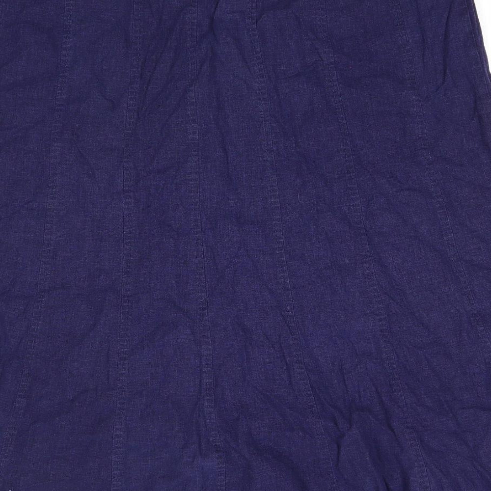 EWM Womens Blue Linen Swing Skirt Size 18 Zip