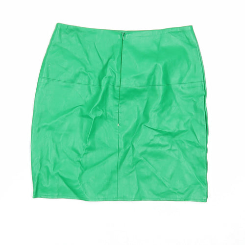Missguided Womens Green Polyester Mini Skirt Size 4 Zip