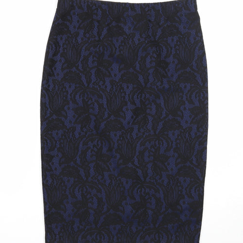 Oasis Womens Blue Geometric Polyester Straight & Pencil Skirt Size S
