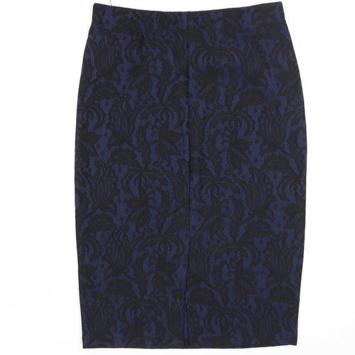 Oasis Womens Blue Geometric Polyester Straight & Pencil Skirt Size S