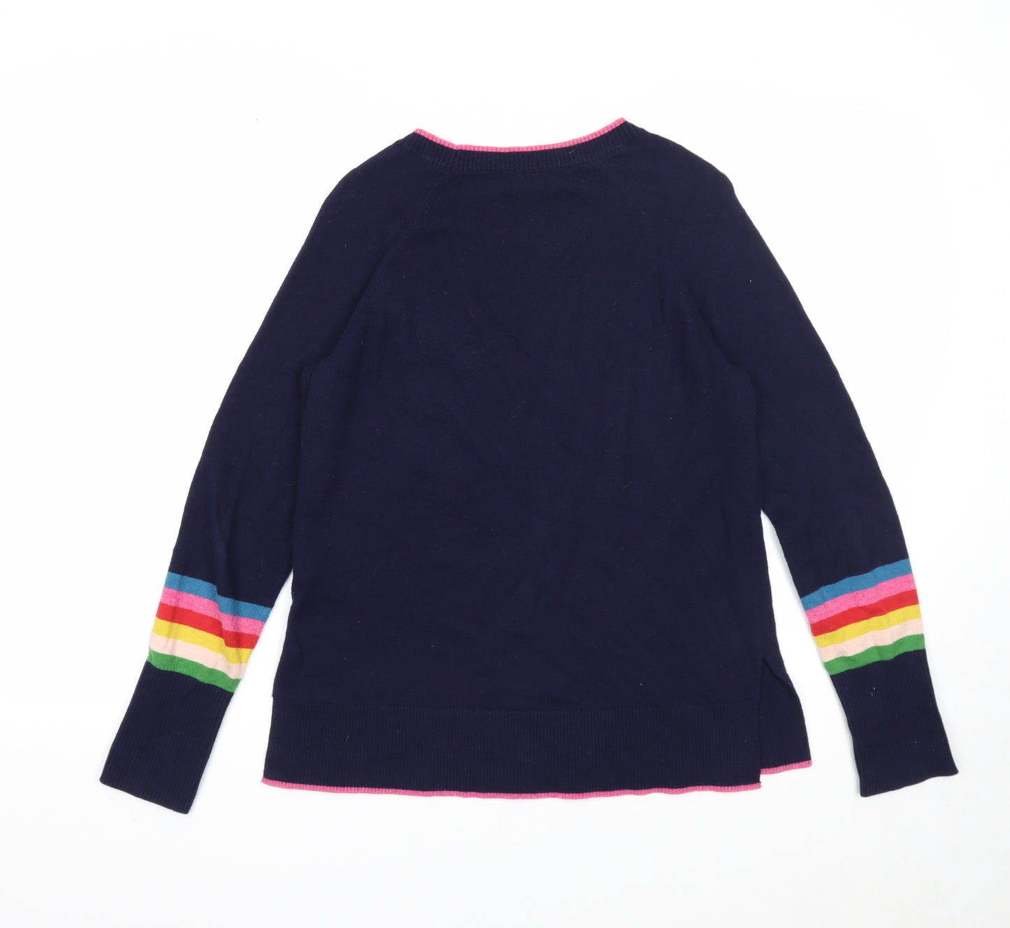Boden Womens Blue Round Neck Striped Wool Pullover Jumper Size XS - Lightening Bolt Pattern