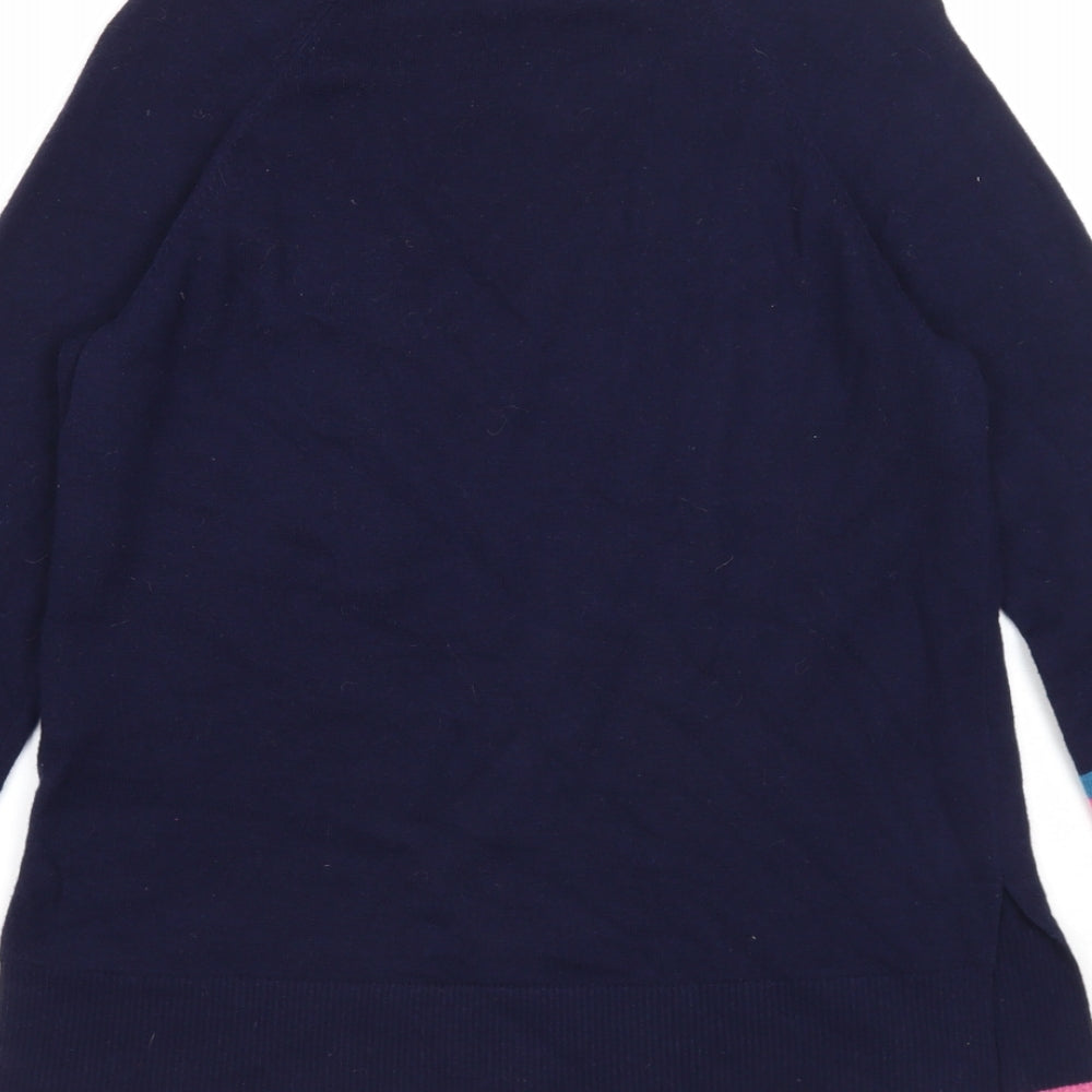 Boden Womens Blue Round Neck Striped Wool Pullover Jumper Size XS - Lightening Bolt Pattern