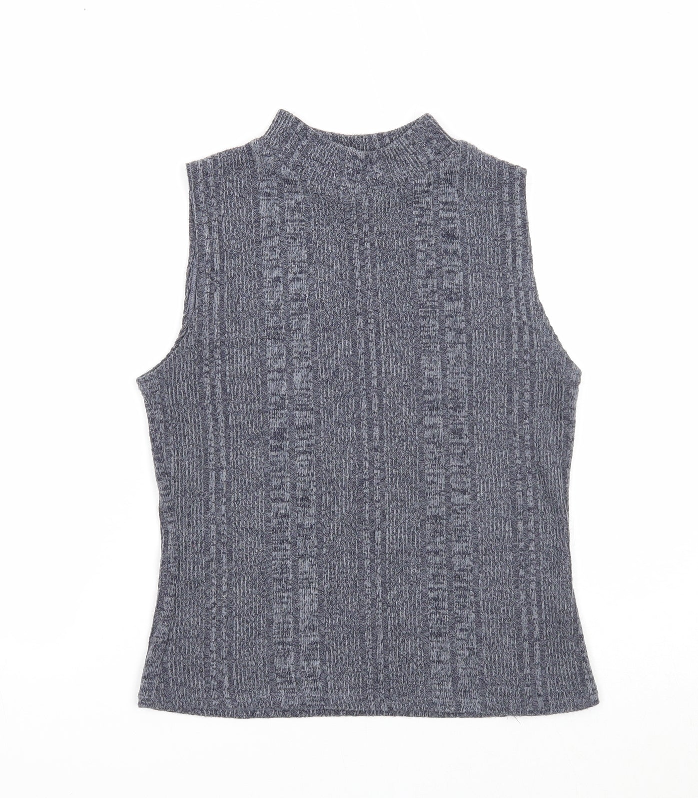 New Look Womens Grey Mock Neck Polyester Vest Jumper Size 10