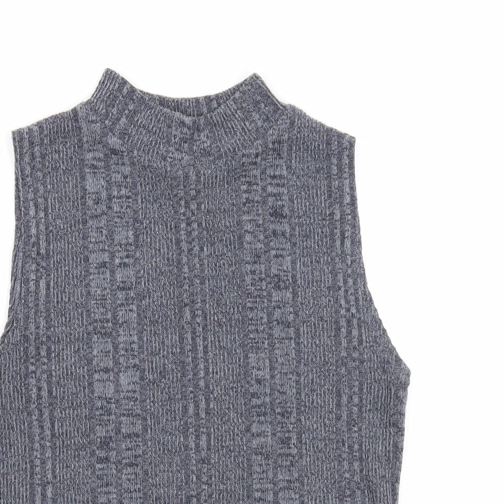New Look Womens Grey Mock Neck Polyester Vest Jumper Size 10