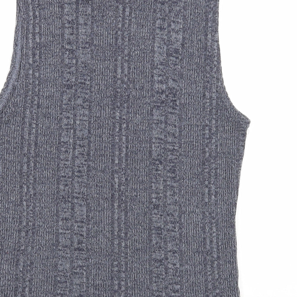 New Look Womens Grey Mock Neck Polyester Vest Jumper Size 10