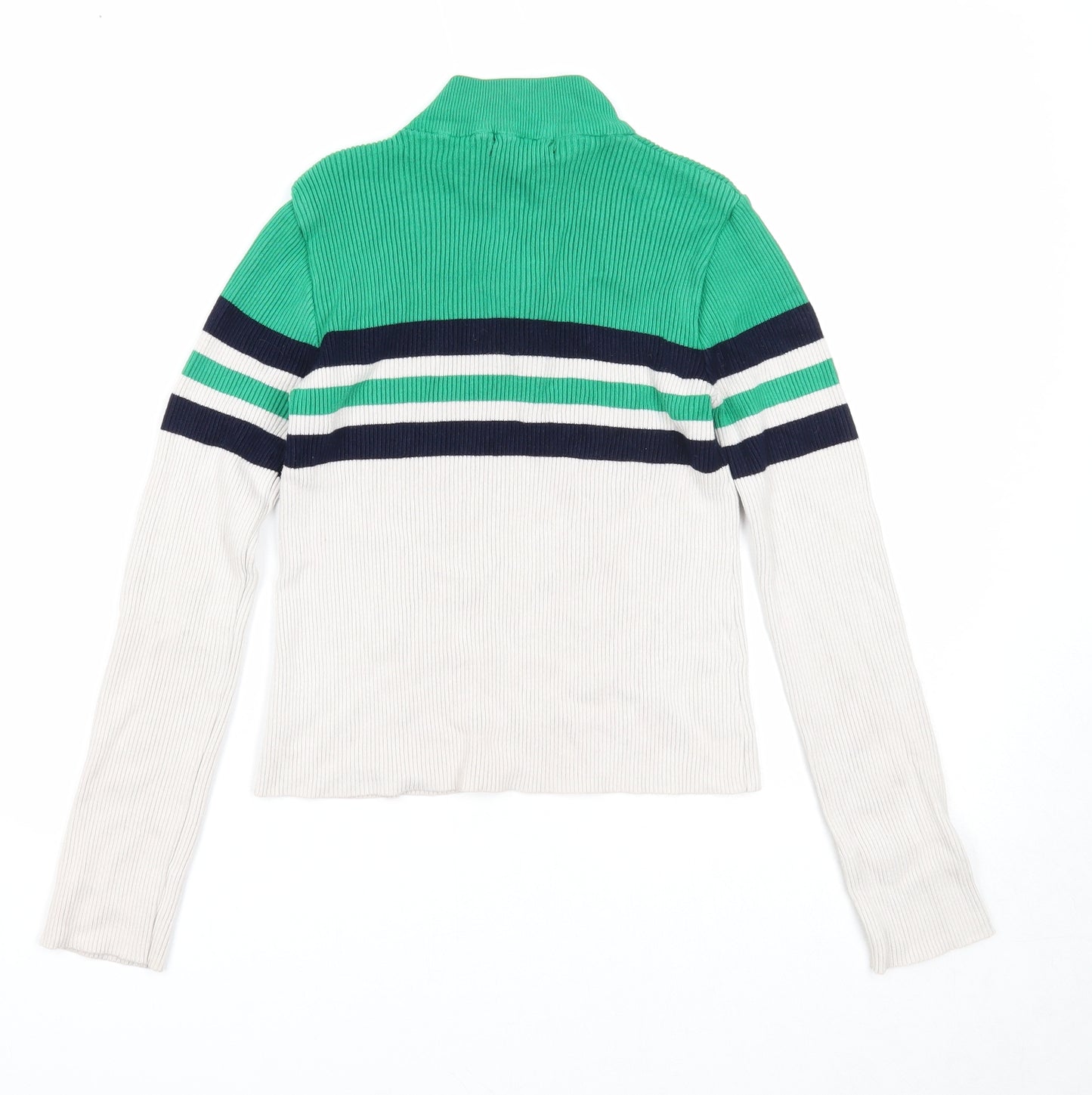 Urban Outfitters Womens Green High Neck Striped Viscose Pullover Jumper Size S