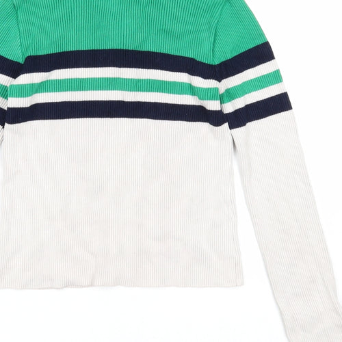 Urban Outfitters Womens Green High Neck Striped Viscose Pullover Jumper Size S