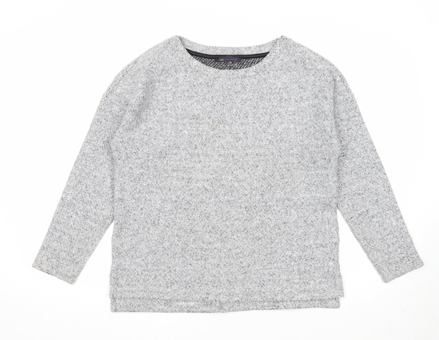 Marks and Spencer Womens Grey Round Neck Polyester Pullover Jumper Size 14