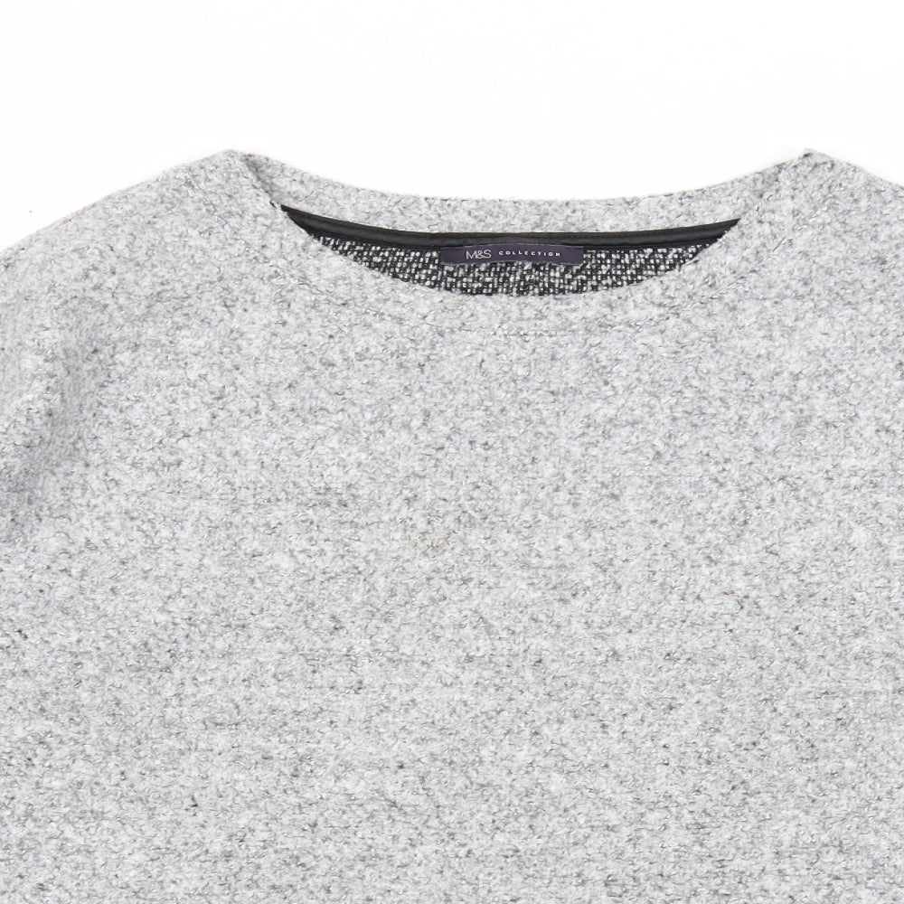 Marks and Spencer Womens Grey Round Neck Polyester Pullover Jumper Size 14