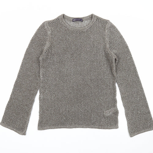 Marks and Spencer Womens Grey Round Neck Cotton Pullover Jumper Size S