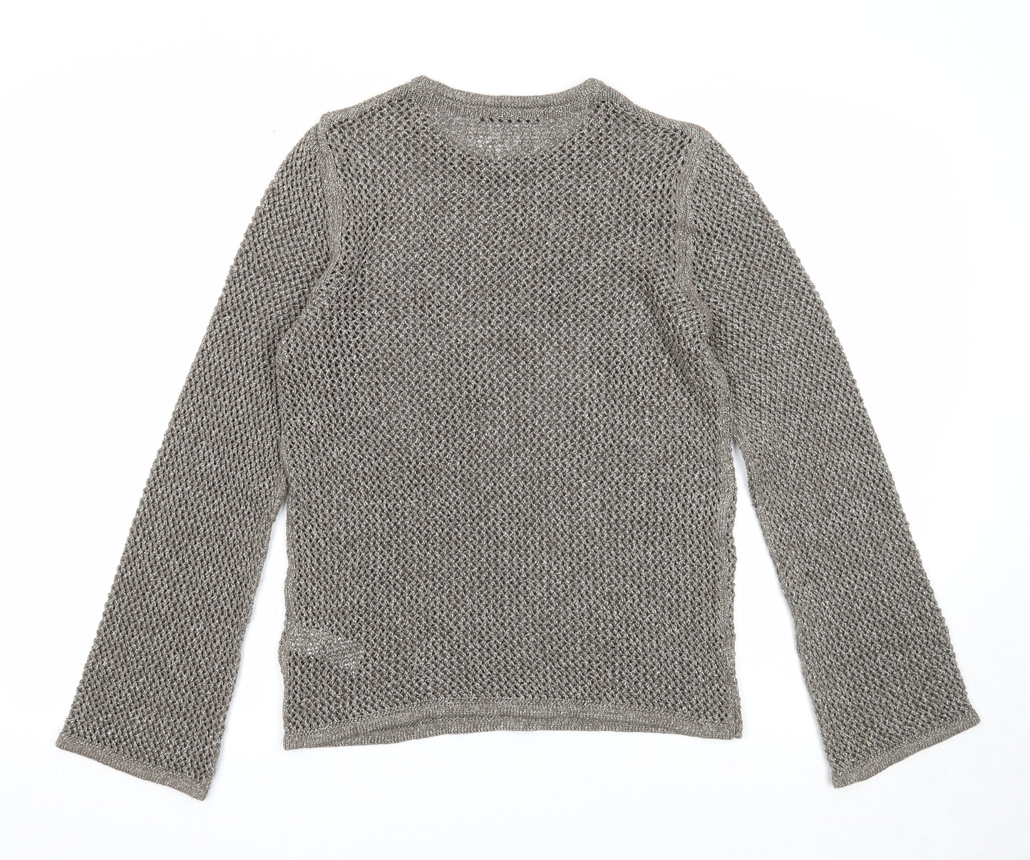 Marks and Spencer Womens Grey Round Neck Cotton Pullover Jumper Size S
