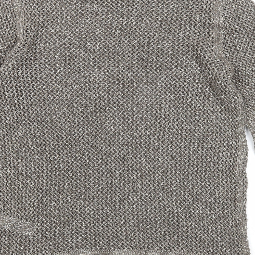 Marks and Spencer Womens Grey Round Neck Cotton Pullover Jumper Size S