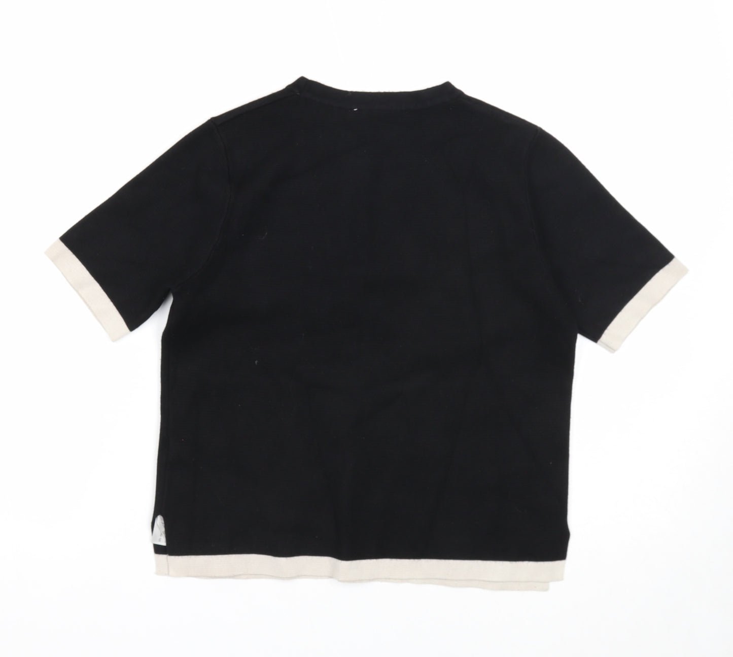 Zara Womens Black Round Neck Viscose Pullover Jumper Size S