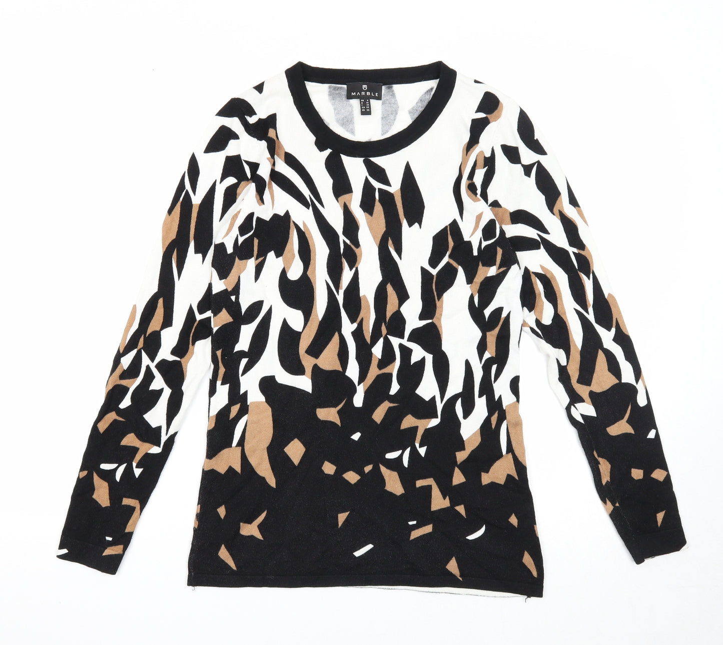 Marble Womens Multicoloured Round Neck Geometric Viscose Pullover Jumper Size 10