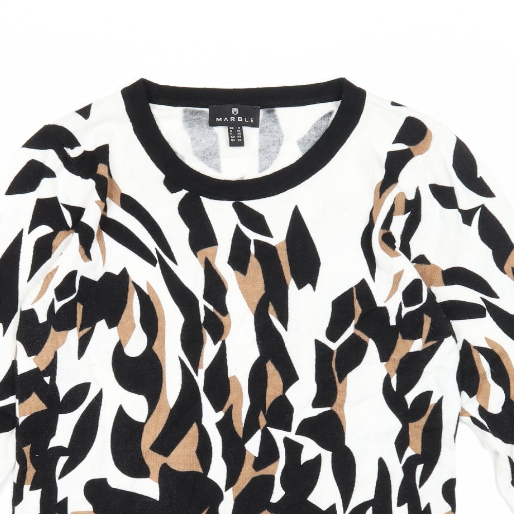 Marble Womens Multicoloured Round Neck Geometric Viscose Pullover Jumper Size 10