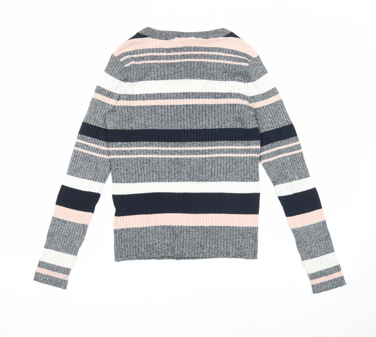 Divided Womens Multicoloured Round Neck Striped Acrylic Pullover Jumper Size S