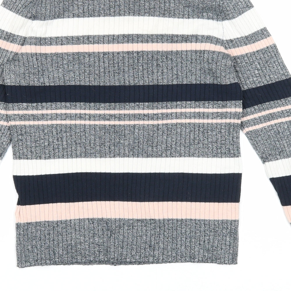 Divided Womens Multicoloured Round Neck Striped Acrylic Pullover Jumper Size S