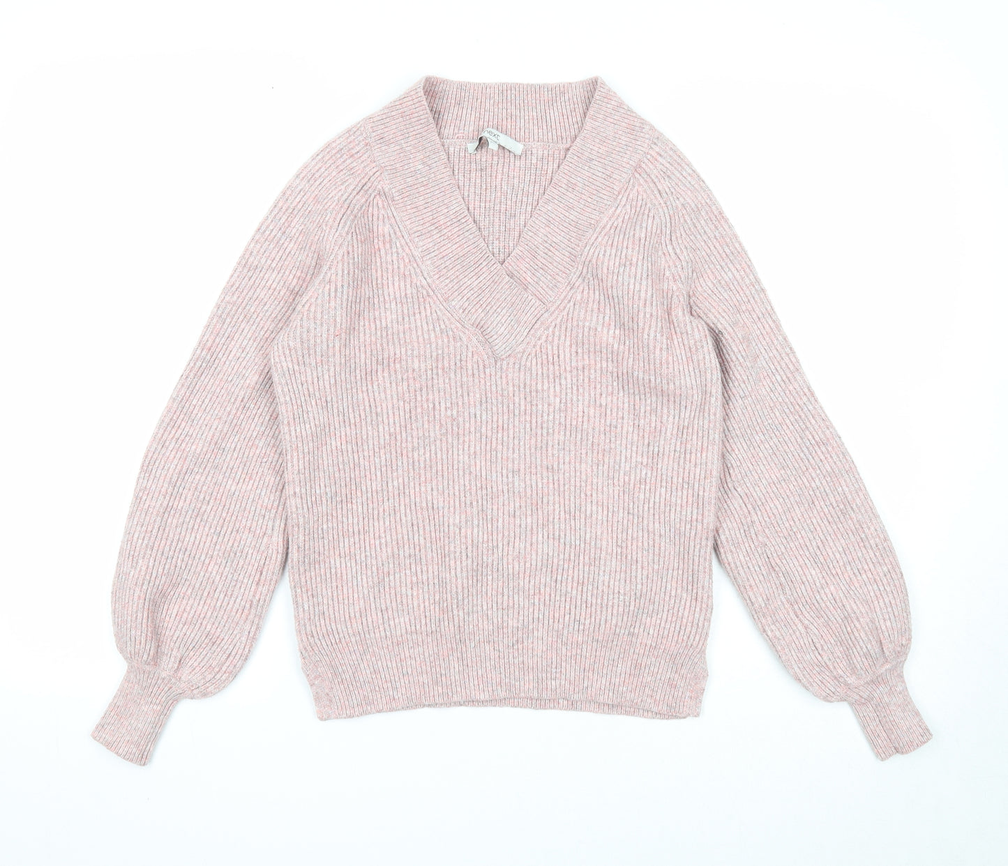 NEXT Womens Pink V-Neck Viscose Pullover Jumper Size XS