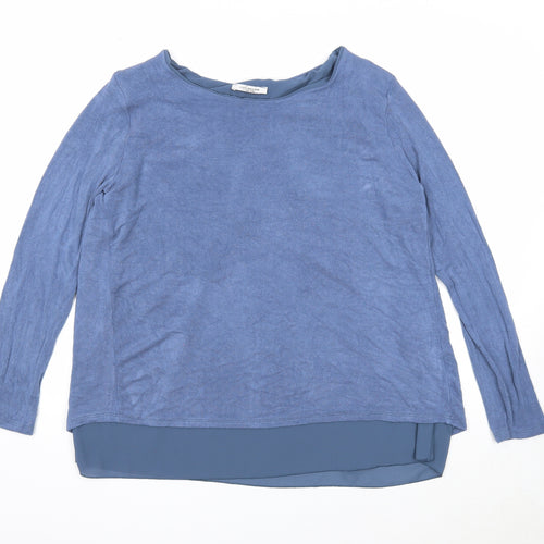 Simply Stock Shop Womens Blue Viscose Basic Blouse One Size Round Neck