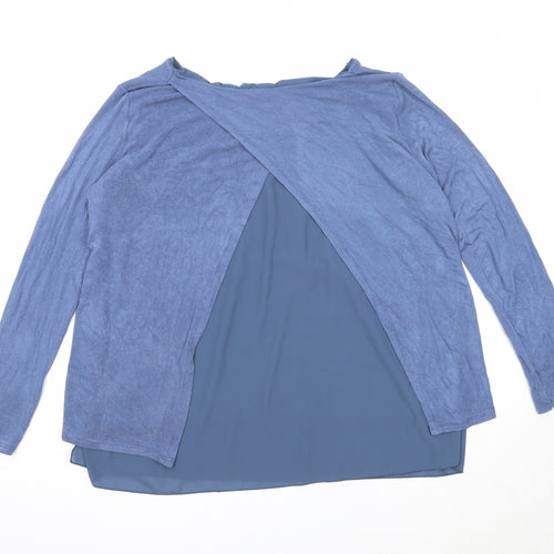Simply Stock Shop Womens Blue Viscose Basic Blouse One Size Round Neck