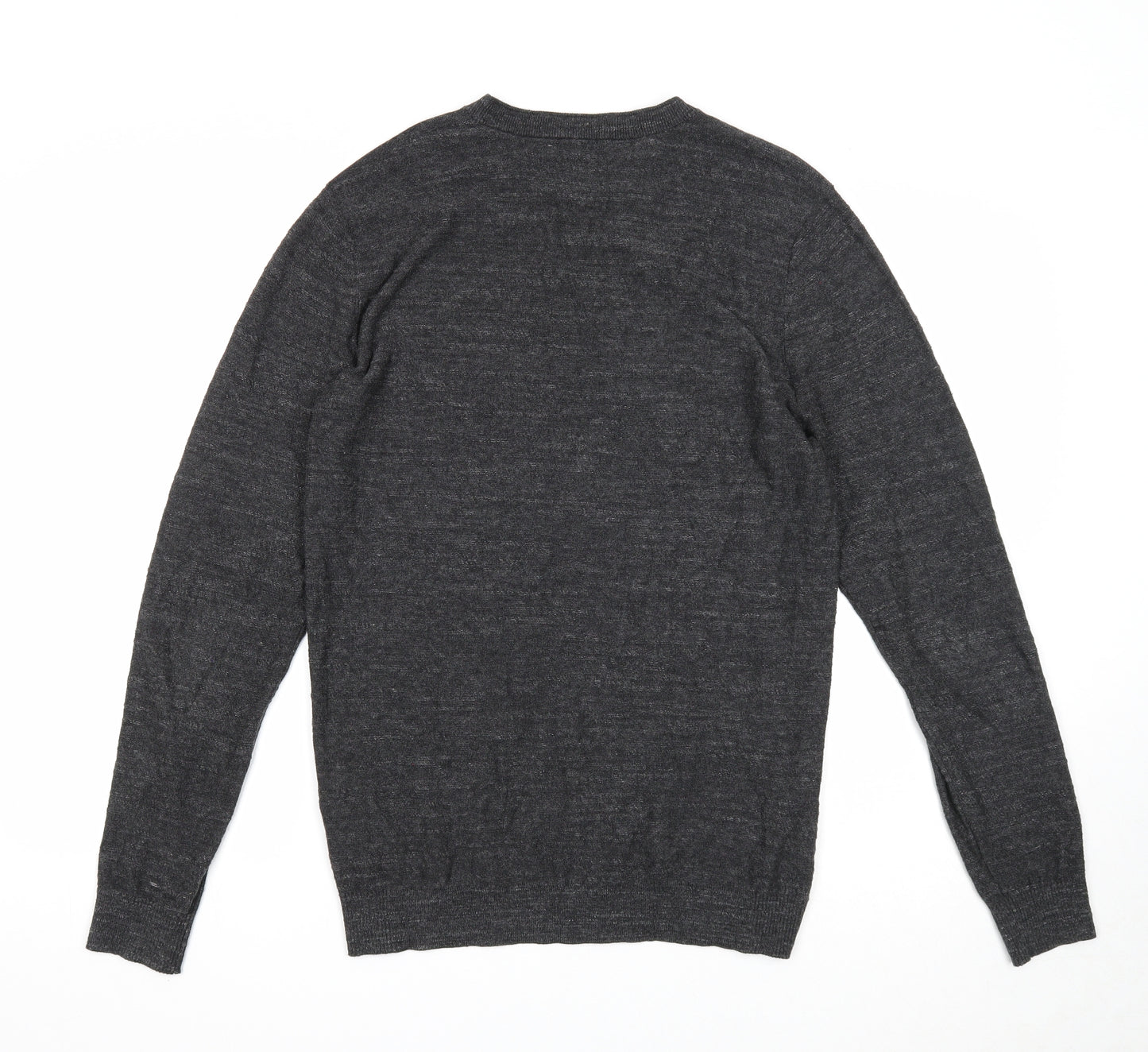 Selected Homme Mens Grey Round Neck Cotton Pullover Jumper Size M Long Sleeve