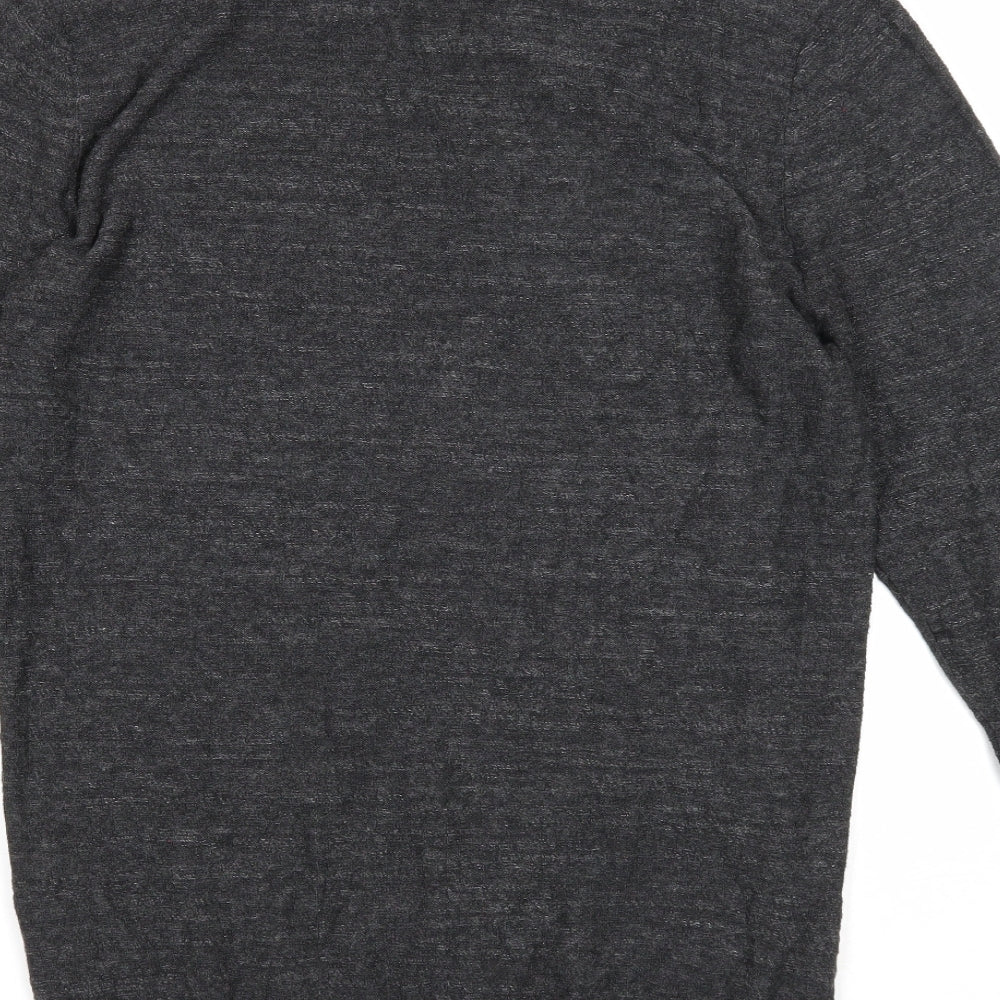 Selected Homme Mens Grey Round Neck Cotton Pullover Jumper Size M Long Sleeve