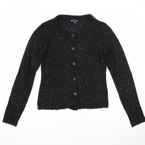 Gap Womens Black Round Neck Polyester Cardigan Jumper Size S