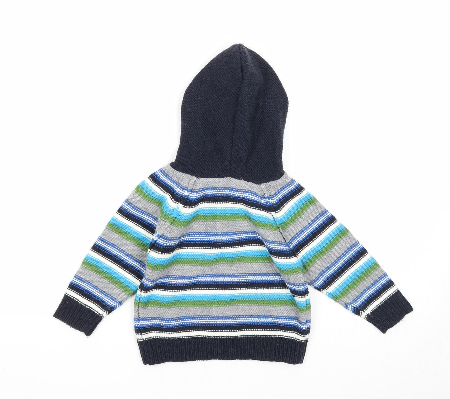 Bayside Boys Multicoloured Striped Acrylic Pullover Jumper Size 12-18 Months Button
