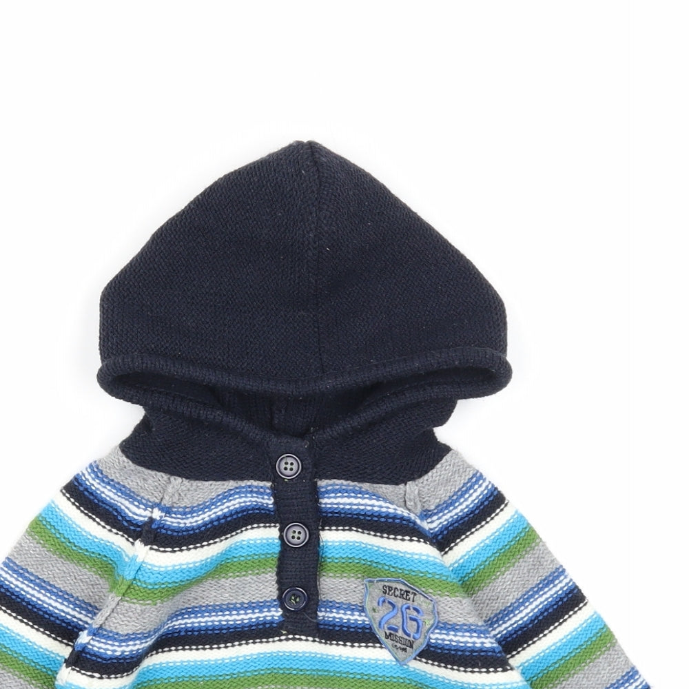Bayside Boys Multicoloured Striped Acrylic Pullover Jumper Size 12-18 Months Button