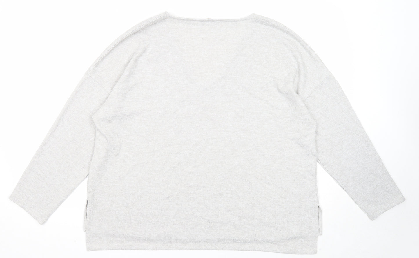 George Womens Grey V-Neck Geometric Polyester Pullover Jumper Size 20 - Star Pattern Size 20-22