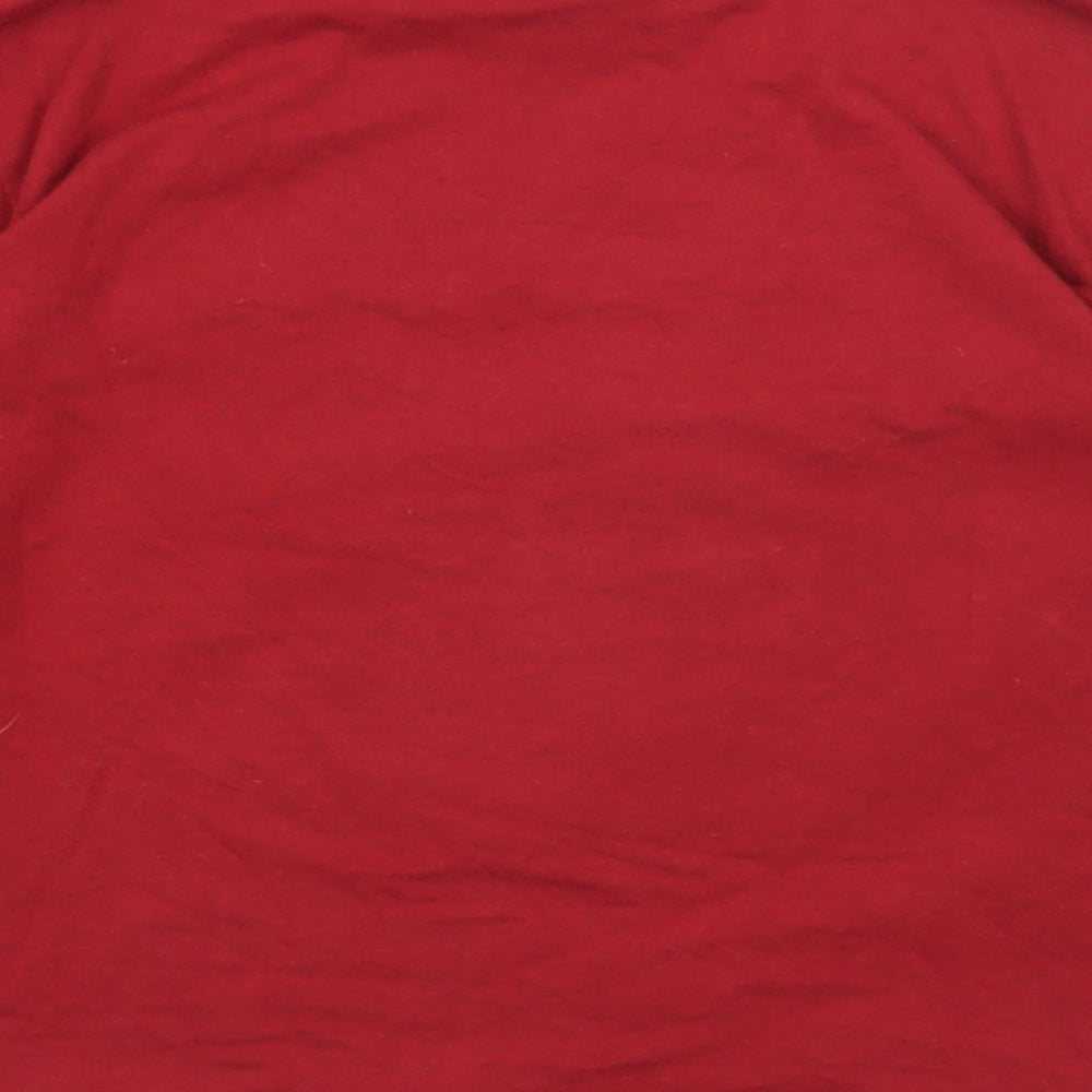 NEXT Girls Red Cotton Basic T-Shirt Size 6 Years Round Neck Pullover - Sequin Reindeer