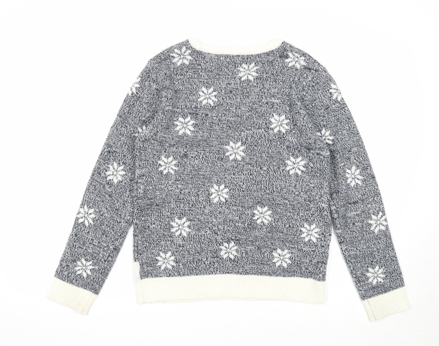 Rebel Boys Blue Round Neck Geometric Acrylic Pullover Jumper Size 12-13 Years Pullover - Christmas Reindeer